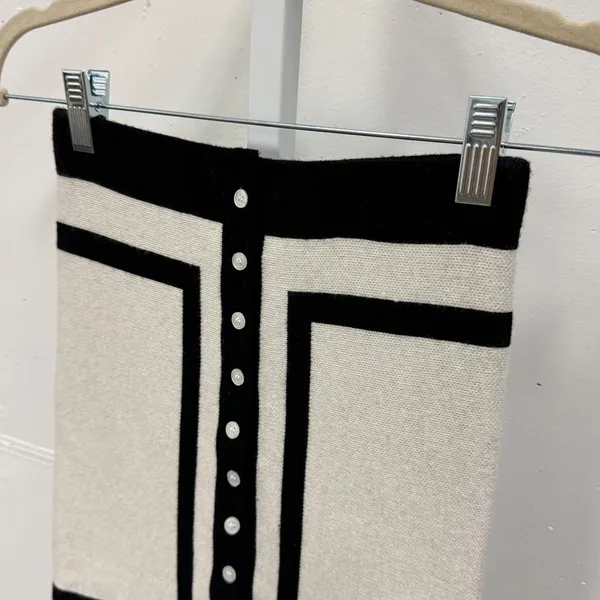 EGGS Knit Mini Skirt Black White Colorblock Button Front‎ Stretch XXS/XS - Image 3