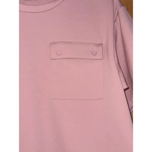 Columbia Granite Point Knit Short Sleeve Top Eraser Pink Cropped Grid Active L - Image 4
