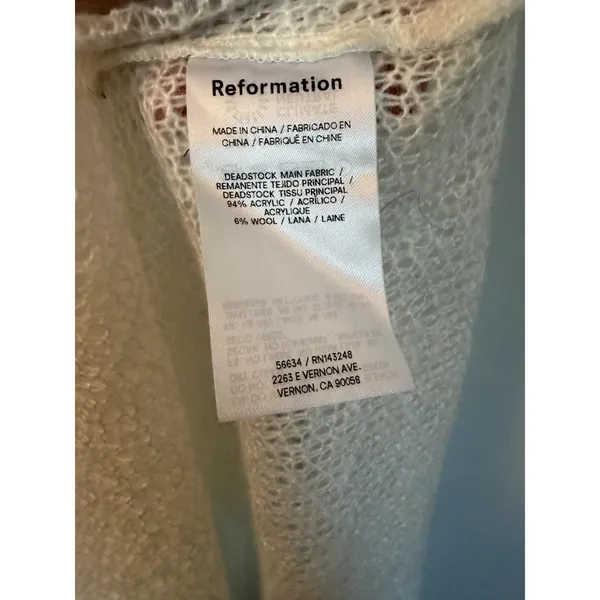 Reformation Jasmine Knit Maxi in White Ivory Sheer Side Slit Coverup Dress 8 NWT - Image 15