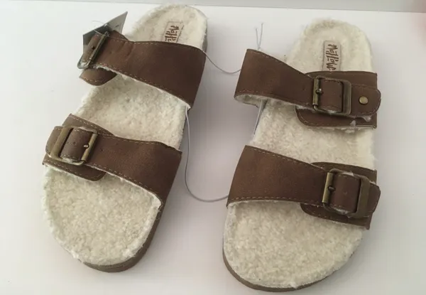 Suede Sandals, Size 8 Brown - Image 4