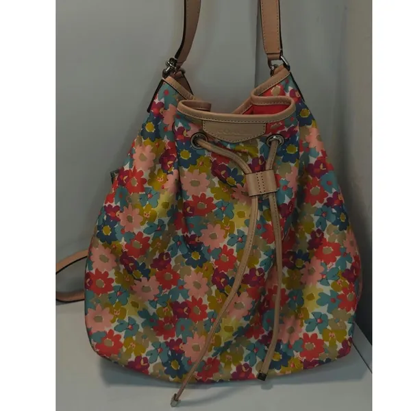 Vintage Tan Floral Coach Tote - Image 3