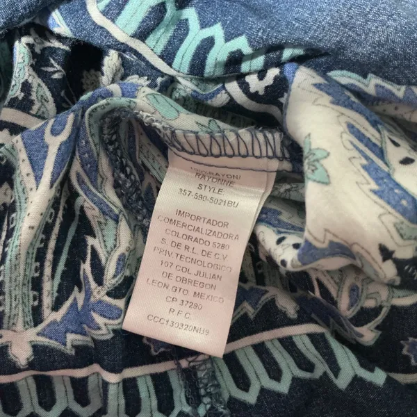 Roper Paisley Boho Sleeveless Dress Womens XL Blue V-Neck Border Print Rayon - Image 6