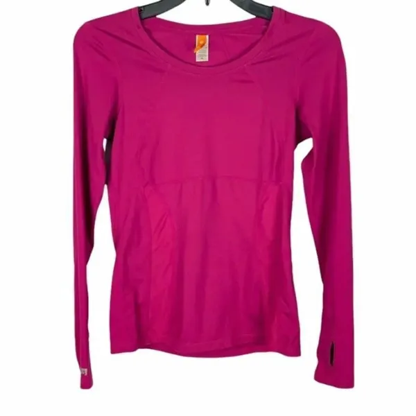 ✨ Lucy Women's Long Sleeve Athletic T-Shirt Pink Round Neck Tee Thumbhole✨ - Image 3