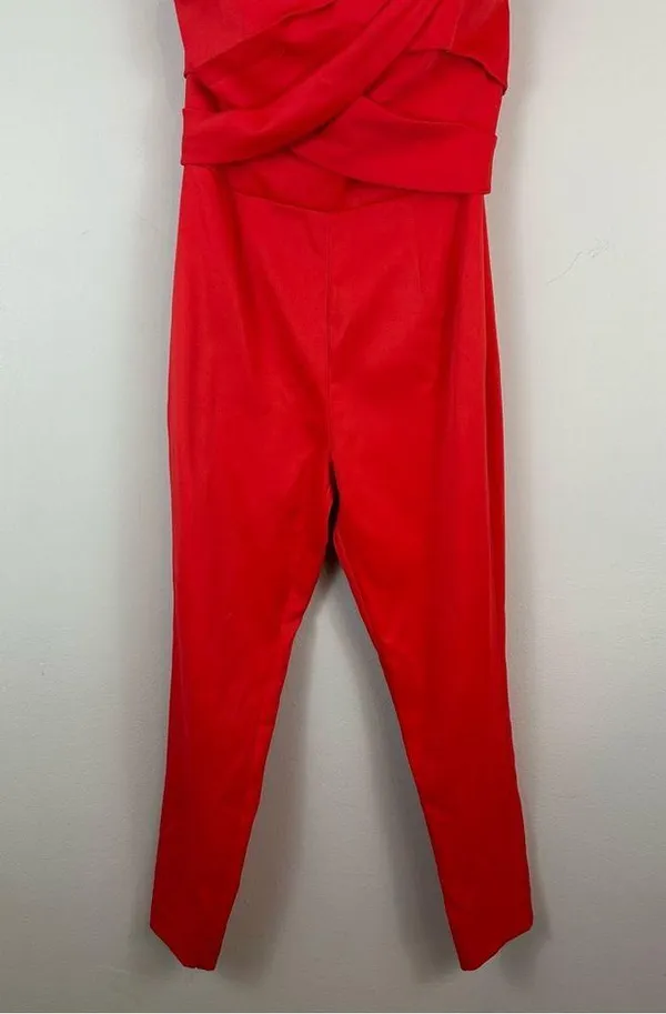 Rachel Rachel Roy | Red Strapless Jumpsuit Ruched Bodice Size 2 - Image 2
