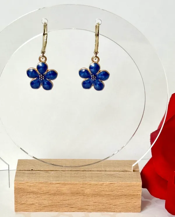 Blue Flower Earrings (991) - Image 2