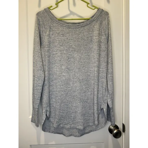 Athleta Pose Top Women’s Marl Grey Long Sleeve Heather Tunic High Low Hem Medium - Image 2