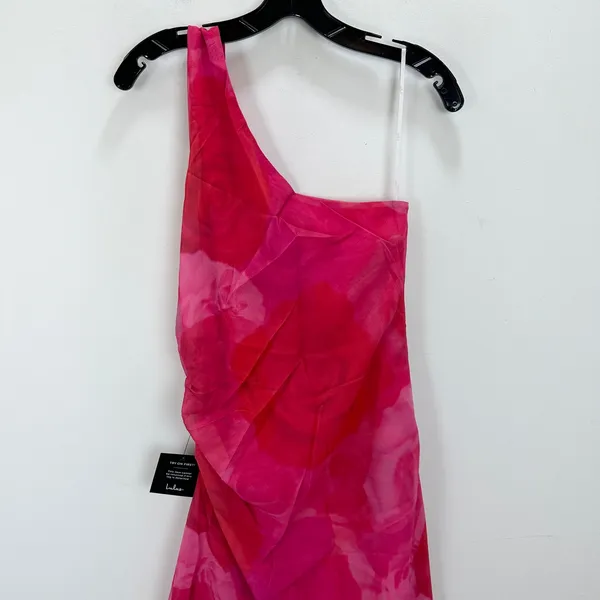 Lulus Pretty Serene Pink Floral One-Shoulder Asymmetrical Midi Dress Medium NWT - Image 10