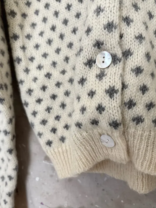 Vintage J Crew 90s Birdseye Wool Cardigan - Image 3
