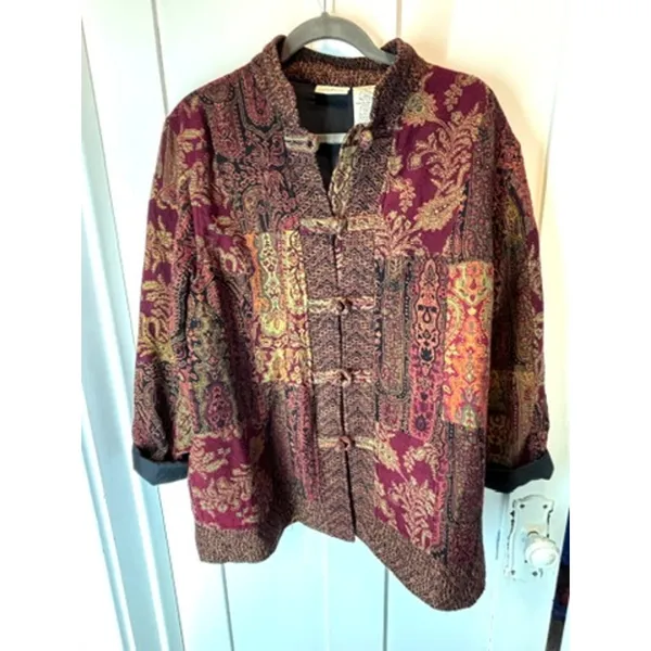 White Stag Women's Large (12-14) Vintage Floral Tapestry Knit Cardigan Jacket - Image 2