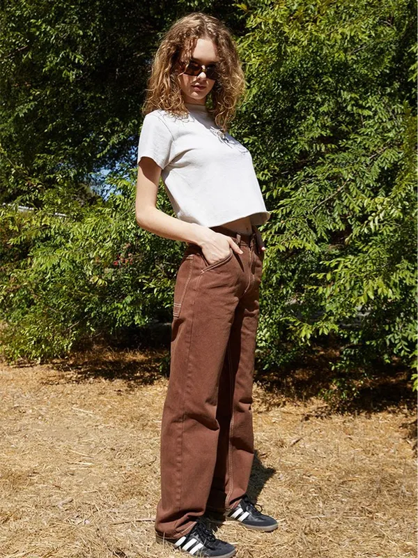 Brandy Melville John Galt Brown Carpenter Pants - Size S - Adjustable Waist - Image 5