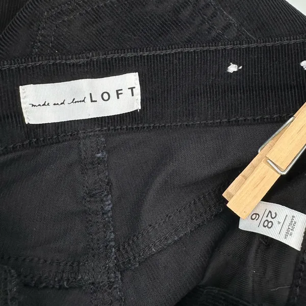 Loft Pants Women 6P 28 Black Corduroy Skinny Classic Fall Winter Casual Academia - Image 4