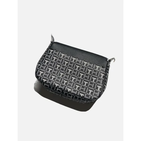 Tommy Hilfiger Crossbody Bag Womens Small Black Monogram‎ Logo Preppy Classic - Image 5