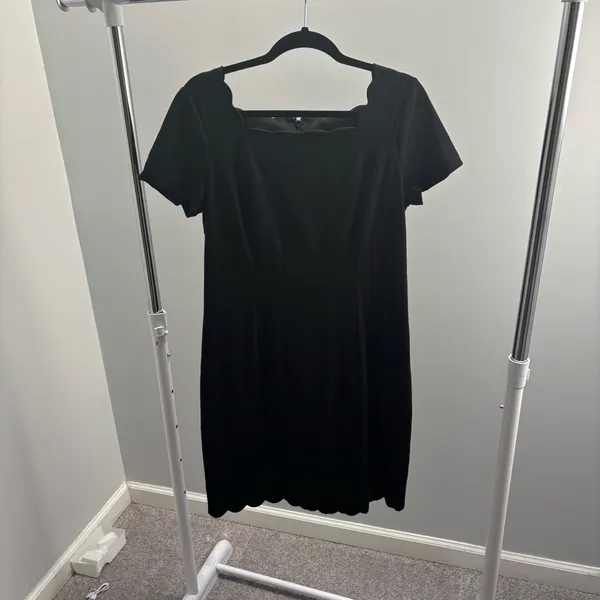 Talbots Black Scallop-Trim Sheath Dress - Image 2