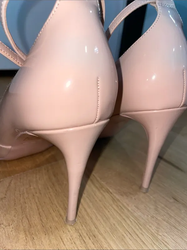 Aldo Blush Patent Pointed-Toe Slingback Heels Size 8.5 - Image 5