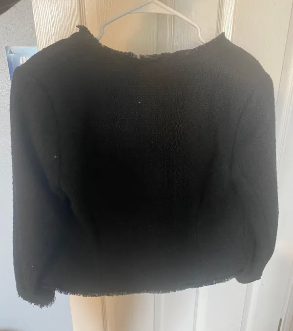 H&M Black Tweed Cropped Blazer - Image 2