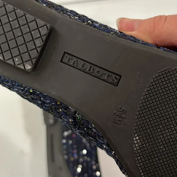Talbots Francesca Tie Tassel Driving Moccasins in navy sequin tweed size 5.5 - Image 13