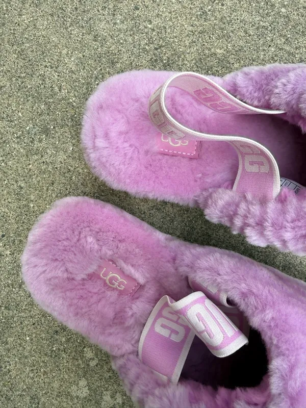 UGG Fluff Yeah Slipper Slide With Strap Pink Purple Size 9 - Image 4