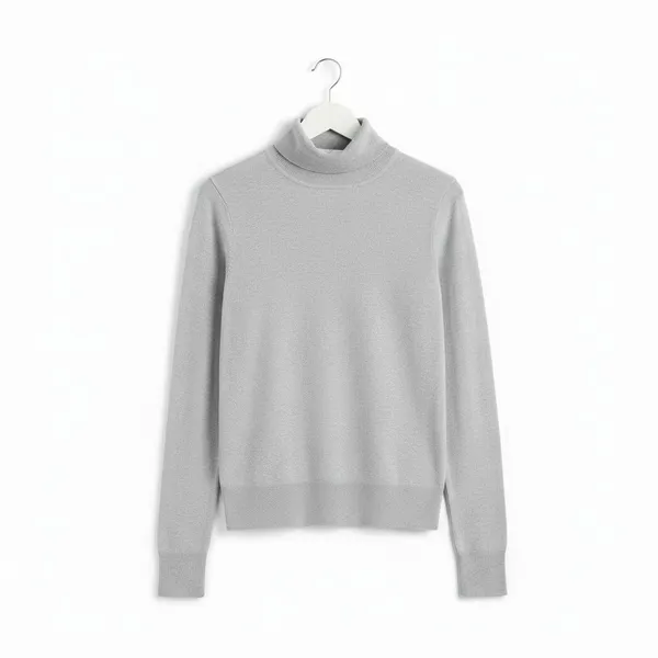 Free Assembly Womens Sweater Size L Heather Grey Ribbed Turtleneck Knit Classic - Image 2