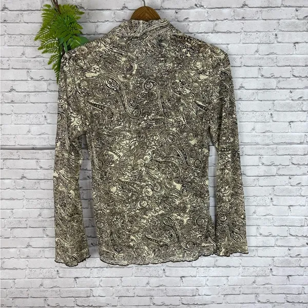 Vintage Rod’s Boho Lace Small Bell Sleeve Sheer Button Down - Image 5