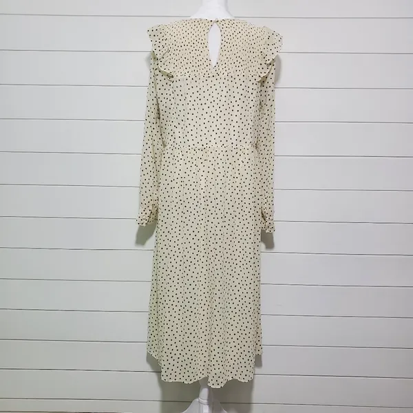 Madewell Smocked Ruffle-Shoulder Midi Dress in Inkbrush Dots‎ Size M - Image 6