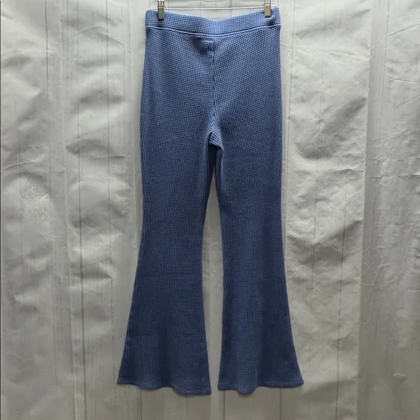 Aerie Blue High Waisted Cozy Waffle Knit Pull On High Waist Flare Pants Medium - Image 4