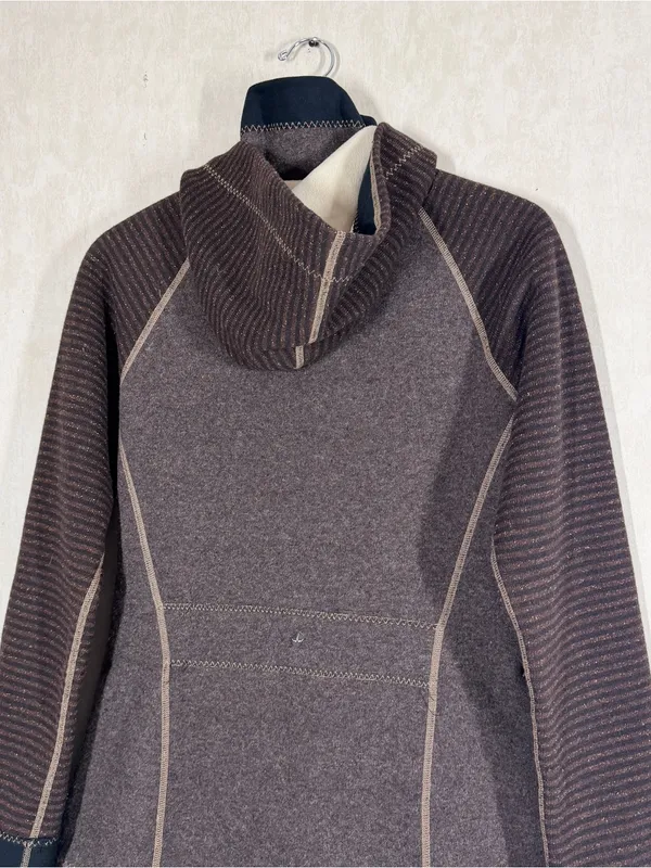 Prana Women’s Bijou Jacket Fleece Lined Wool Blend Hooded Full Zip in Brown L - Image 5