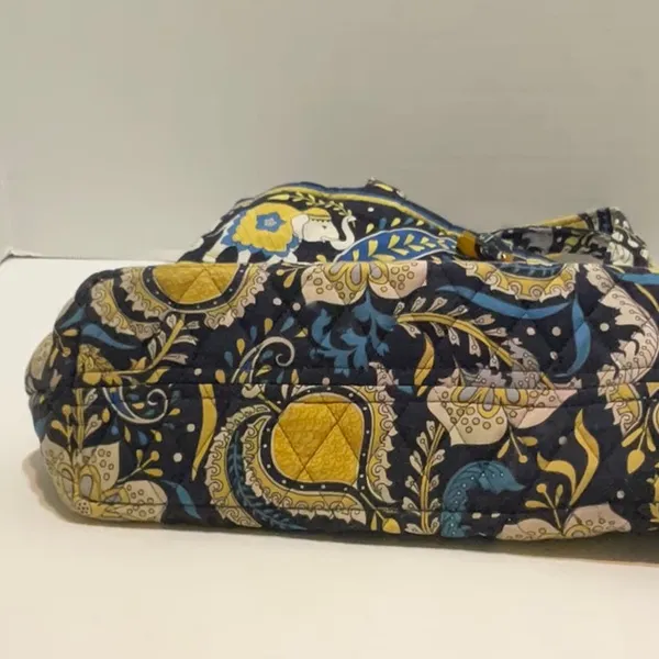 Vera Bradley Ellie Blue Tote Bag Purse Vintage, Blue Yellow White Paisley - Image 7