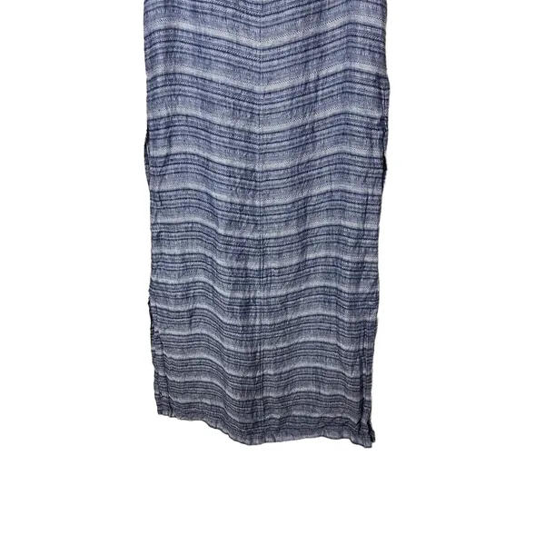 Pure Jill Blue Striped Pattern Scoop Neck Linen Sleeveless Maxi Dress‎ Medium - Image 9