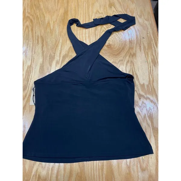 Halogen Blouse Top Womens XS Blue Sleeveless Halter Neck Sleeveless Hipster B61 - Image 3