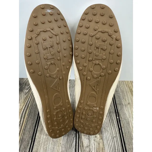 COACH Driving Loafers Fredrica Pebbled Leather Ivory Flats Slip On Womens 8B - Image 5
