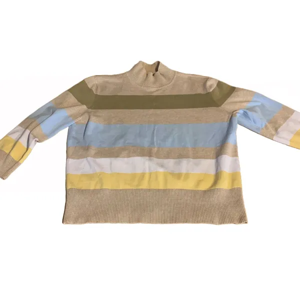 Tommy Hilfiger Cotton Blend Blue, Beige Pastel Stripes Sweater Y2k (M) - Image 8