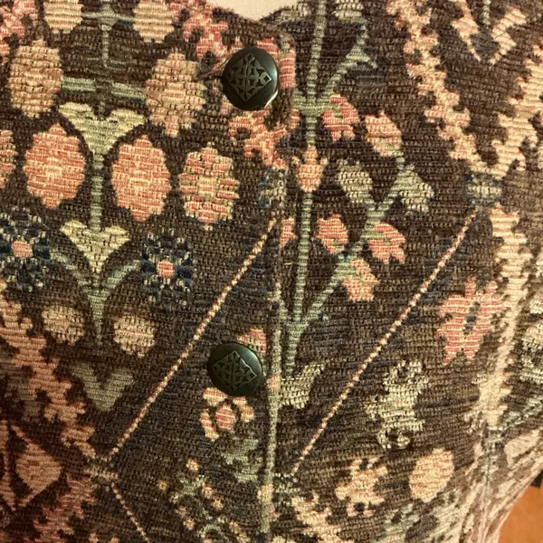 Vintage Tapestry Vest | Floral Geometric Button Front | Women’s Large - Image 7