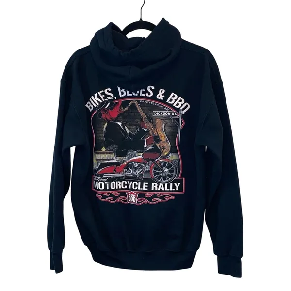 Gildan Bikes, Blues &‎ BBQ Arkansas Black Graphic Hoodie - Image 3