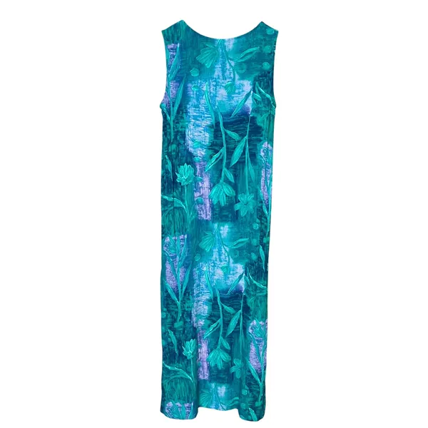 Two Piece Dress Blouse Floral Crinkle Fabric Sleeveless Shift Summer Casual - Image 3