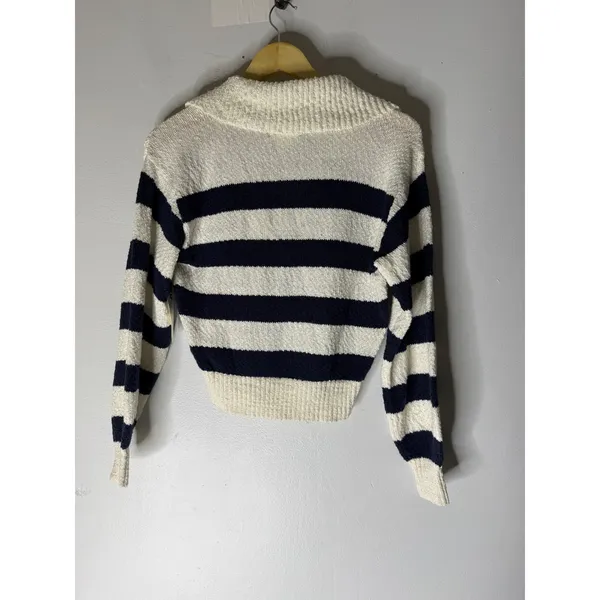 NWT Anthropologie Maeve V‎ Neck Striped Polo Pullover Sweater XXS - Image 2