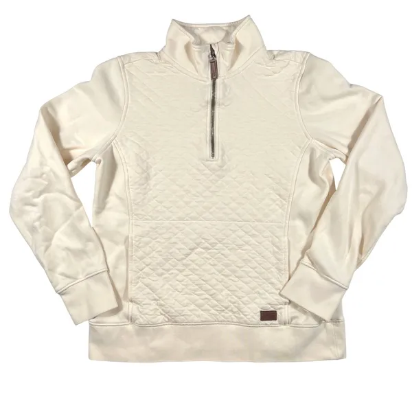 L.L. Bean Small Quilted Quarter Zip Pullover Cream EUC Outdoor Fall Cozy - Image 2