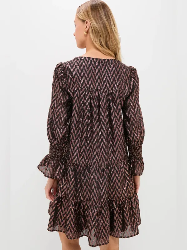 Tuckernuck Pomander Place Kenzo Long Sleeve Mini Dress in Metallic Ikat Medium - Image 2