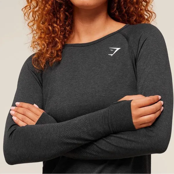 Gymshark Vital Seamless 2.0 Light Long Sleeve Top Black Small NWT - Image 3