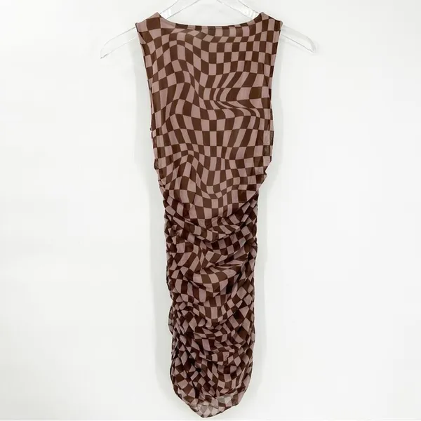 NEW Urban Outfitters Austin Wavy Checkerboard Bodycon Mini‎ Dress Women's XS Y2K - Image 3