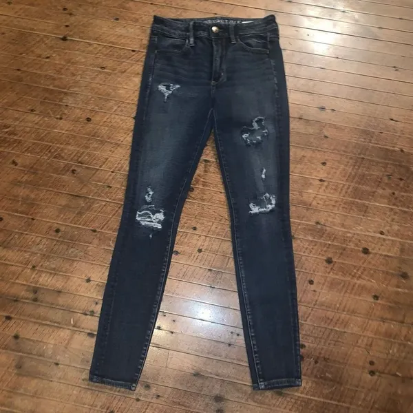 American Eagle dark wash destroyed normcore 4 hi-rise jeggings - Image 2