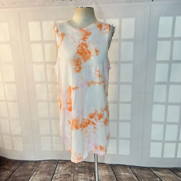 🔥🔥5 for $25🔥🔥 Spiritual Gangster white peach tie dye mini tank dress size xl - Image 3