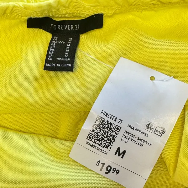 Forever 21 Yellow Textured Cowl Neck Halter Mini Dress Open Back Medium - Image 6