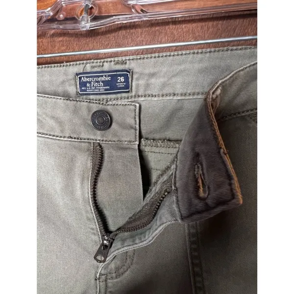 Abercrombie & Fitch Womens Cargo Skinny Pant 26 Green Utility Zipper Hem Casual - Image 3