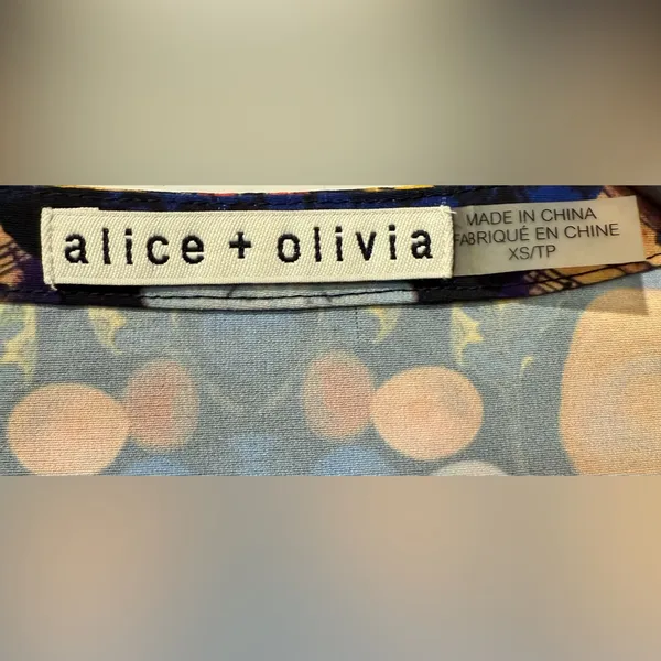 Alice + Olivia Eloise Butterfly‎ Top Painterly Kaleidoscope Printed LS Blouse XS - Image 4