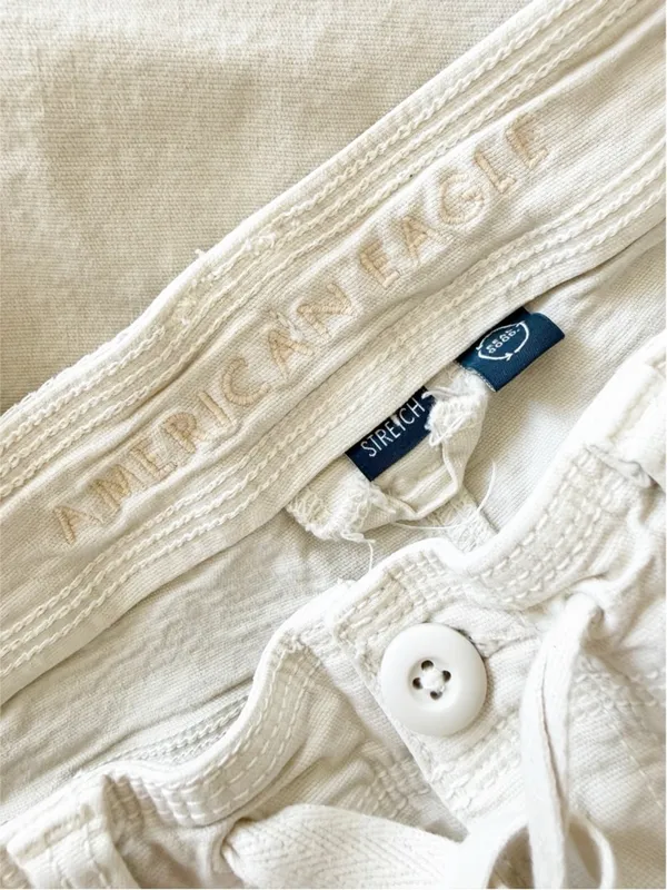 American Eagle AE Stretch Classic Bootcut Cargo Pants Cream Ivory Utility Gorp - Image 12