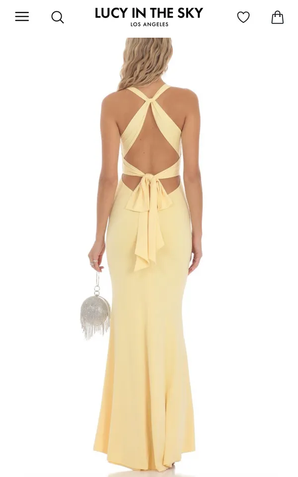 Front Twist Yellow Maxi Formal Dress - Image 2