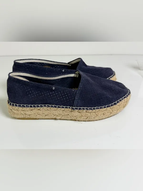 Espadrij L’Originale Women’s Navy Suede Platform Espadrille Loafer US 7.5-8 NWOT - Image 3