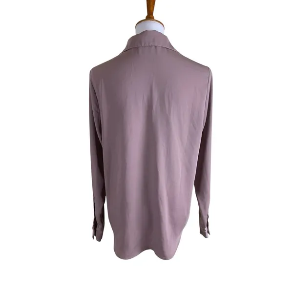 American‎ Tall Mauve Button Front Blouse Long Sleeve Collared Top Small Tall - Image 2