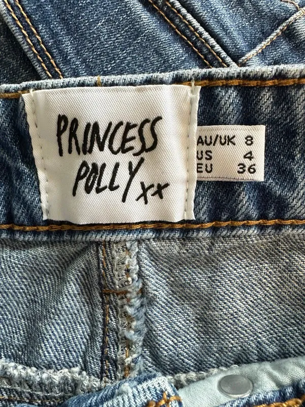 Princess Polly Women's Distressed Medium Wash Raw Frayed Hem Denim Shorts 4 - Image 4