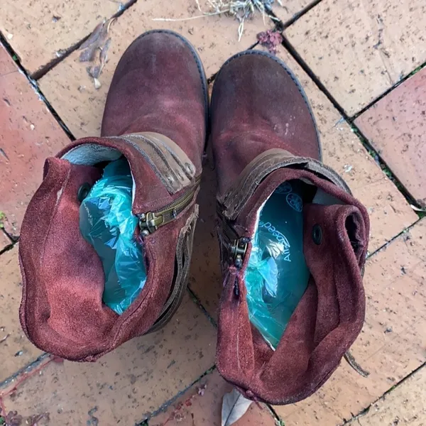 Freebird by Steven Blaze Booties Burgundy Maroon Suede‎ Red Wine Stacked Heel Boot - Image 6